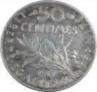 Frankreich , 50 Centimes Silbermünze 1917 --Semeuse-- ss -0181-