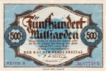Freital , Banknote 500 Milliarden Mark Schein in kfr. Keller 1603.i , Sachsen 1923 Grossnotgeld - Inflation
