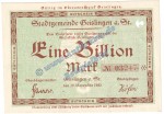 Geislingen , Banknote 1 Billion Mark Schein in f-kfr. Keller 1693.f , Württemberg 1923 Grossnotgeld - Inflation