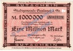 Geislingen , Banknote 1 Million Mark Schein in kfr. Keller 1693.a , Württemberg 1923 Grossnotgeld - Inflation