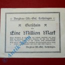 Großnotgeld Gerthe , Bergbau AG Lothringen , 1 Million Mark Schein vom 13.08.1923 , Westfalen