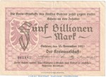 Guhrau , 5 Billionen Mark Notgeld Schein in gbr. Keller 2005.c von 1923 , Schlesien Inflation
