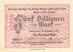 Guhrau , Banknote 5 Billionen Mark Schein in unc-kfr. Keller 2005.c , Schlesien 1923 Inflation