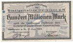 Heilbronn , Banknote 100 Millionen Mark Schein in kfr. Keller 2294 , Württemberg 1923 Grossnotgeld - Inflation