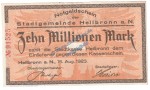 Heilbronn , Banknote 10 Millionen Mark Schein in kfr. Keller 2294 , Württemberg 1923 Grossnotgeld - Inflation