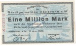 Heilbronn , Banknote 1 Million Mark Schein in L-gbr. Keller 2294 , Württemberg 1923 Grossnotgeld - Inflation