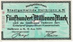 Heilbronn , Banknote 500 Millionen Mark Schein in kfr. Keller 2294 , Württemberg 1923 Grossnotgeld - Inflation