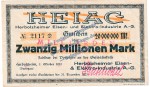 Herbolzheim , Banknote 20 Milliarden Mark Schein in gbr. Keller 2323.b , Baden 1923 Grossnotgeld - Inflation