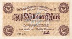 Herten , Banknote 50 Millionen Mark Schein in unc-kfr Keller 2358.g. , Westfalen 1923 Inflation