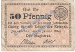 Jarotschin , Notgeld 50 Pfennig Schein in gbr. Tieste 3250.05.04 , Posen 1917 Verkehrsausgabe