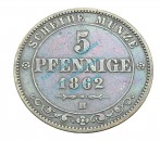 Königreich Sachsen , 5 Pfennig Stück ss+ von 1862 B , J.123 -0561-