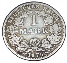 Kaiserreich , Silbermünze 1 Mark von 1875 C -kl. Adler- J.9 s -0606-