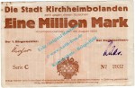 Kirchheimbolanden , Notgeld 1 Million Mark -Stadthaus- in gbr. Keller 2652.h , Pfalz 1923 Inflation