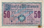 Kirchheimbolanden , Notgeld 50 Millionen Mark -Stern- in gbr. Keller 2652.v , Pfalz 1923 Inflation