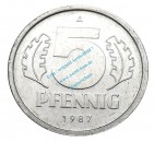 Kursmünze DDR , 5 Pfennig Stück bfr-Stgl. von 1987 A , J.1509 -0560-