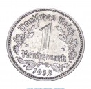 Kursmünze , Eine Mark von 1936 -J-, ss-vz , Jäger 354 , Deutsches Reich