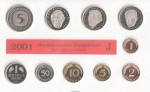 Kursmünzen Satz Deutschland , KMS von 2001 J , stempelglanz , Jäger 180 , Bundesrepublik Deutschland