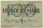 Länderbanknote , 100 Mark Schein in gbr. BAD-6, Ros.708, S.907 , vom 15.12.1918 , Badische Notenbank - Inflation