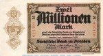 Länderbanknote , 2 Millionen Mark Schein in kfr. SAX-20, Ros.758, S.963 , vom 01.09.1923 , Sachsen