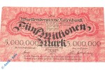 Länderbanknote über 5 Millionen Mark von 1923 , WTB-19 , Ros 779 , S988 , Banknote vom 01.08.1923 , Württemberg
