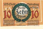 Lindenberg , 10 Pfennig --FEHLDRUCK-- D in kfr-unc , Ti.4115.... Bayern 1918 Verkehrsausgabe
