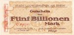 Ludwigshafen , Banknote 5 Billionen Mark Schein in unc-kfr Keller 5328.g , Pfalz 1923 Inflation