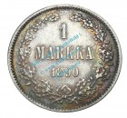 Münze Finnland , 1 Markka Münze -Alexander III. Helsinki- von 1890 , ss-ss+ -0124-