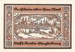 Magdeburg , Notgeld 1 Mark Schein -braun- unc-kfr. M-G 858.1 , Sachsen Anhalt 1921 Seriennotgeld