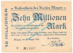 Mayen , Notgeld 10 Millionen Mark -II M- in gbr. Keller 3487.f , Rheinland 1923 Grossnotgeld Inflation