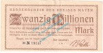 Mayen , Notgeld 20 Millionen Mark Schein in L-gbr. Keller 3487.g , Rheinland 1923 Grossnotgeld Inflation
