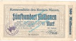 Mayen , Notgeld 500 Millionen Mark Schein in gbr. Keller 3487.k , Rheinland 1923 Grossnotgeld Inflation