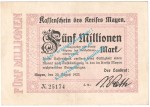 Mayen , Notgeld 5 Millionen Mark Schein in gbr. Keller 3487.f , Rheinland 1923 Grossnotgeld Inflation