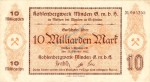 Meissen , Banknote 10 Milliarden Mark Schein in gbr. Keller 3512 , Westfalen 1923 Inflation