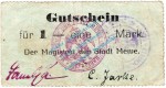 Mewe , Notgeld 1 Mark Schein in gbr.E , Diessner 233.3.b , Westpreussen o.D. Notgeld 1914-15