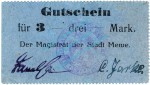 Mewe , Notgeld 3 Mark Schein in gbr.E , Diessner 233.6.c , Westpreussen o.D. Notgeld 1914-15