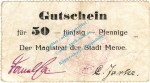 Mewe , Notgeld 50 Pfennig Schein in gbr.E , Diessner 233.2.d , Westpreussen o.D. Notgeld 1914-15Mewe , Notgeld 50 Pfennig Schein in gbr.E , Diessner 233.2.d , Westpreussen o.D. Notgeld 1914-15