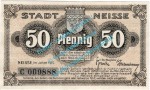 Neisse , Notgeld 50 Pfennig Schein in gbr. Tieste 4795.05.21 , Schlesien 1919 Verkehrsausgabe