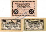 Neuhofen , Notgeld Set mit 3 Scheinen in kfr. K-K 648.a , Oberösterreich von 1920