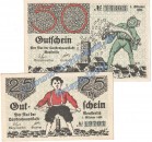 Neustrelitz , Notgeld Set mit 2 Scheinen in kfr. Tieste 5005.10.05-06 , Mecklenburg 1920 Verkehrsausgabe