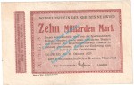 Neuwied , Notgeld 10 Milliarden Mark Schein in gbr. Keller 3903.uu , Rheinland 1923 Grossnotgeld Inflation