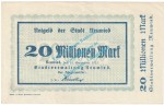 Neuwied , Notgeld 20 Millionen Mark Schein in kfr. Keller 3902.k , Rheinland 1923 Grossnotgeld Inflation