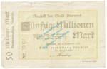 Neuwied , Notgeld 50 Millionen Mark Schein in S-gbr. Keller 3902.L , Rheinland 1923 Grossnotgeld Inflation