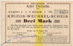 Notgeld Amt Datteln , 3 Mark Schein in kfr. Dießner 74.4.c , 13.08.1914 , Westfalen Notgeld 1914 1915
