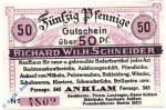 Notgeld Anklam , R. Schneider , 50 Pfennig Schein , Tieste 0140.05.02 , Pommern Verkehrsausgabe