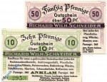 Notgeld Anklam , R. Schneider , Set mit 2 Scheinen , Tieste 0140.05.01 und 02 , Pommern Verkehrsausgabe