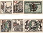 Notgeld Arnstadt , Personen und Gebäude , Set mit 6 Scheinen , Mehl Grabowski 43.2 , von 1921 , Thüringen Serien Notgeld