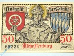 Notgeld Aschaffenburg , 50 Pfennig Schein , Tieste 0220.10.41 , Bayern Verkehrsausgabe