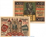 Notgeld Aschaffenburg , Set mit 2 Scheinen in kfr. Kn 6 , Tieste 0220.10.20 und 21 , Bayern Verkehrsausgabe