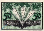 Notgeld Aschersleben , Notgeldsammlerbund , 50 Pfennig Schein grün kfr , Mehl Grabowski 49.1 , von 1921 , Sachsen Anhalt Seriennotgeld