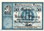 Notgeld Auma , 50 Pfennig Schein , Tieste 0265.05.02 , von 1917 , Sachsen Verkehrsausgabe